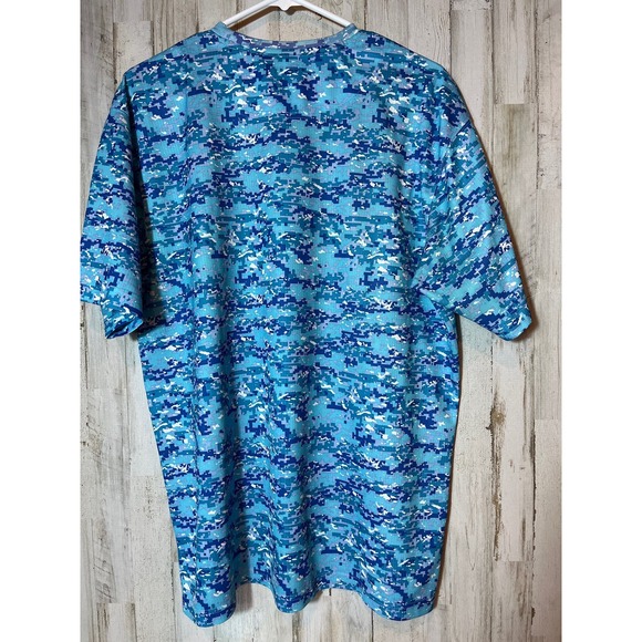 Reel Legends Mens Blue Camo Short Sleeve Shirt L - Picture 3 of 3